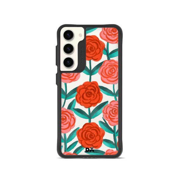 

DailyObjects Rosey Retreat Black Hybrid Clear Case Cover For Samsung Galaxy S23 Plus