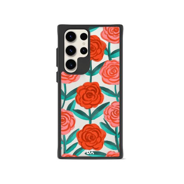 

DailyObjects Rosey Retreat Black Hybrid Clear Case Cover For Samsung Galaxy S23 Ultra