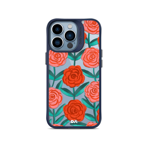 

DailyObjects Rosey Retreat Blue Hybrid Clear Case Cover For iPhone 13 Pro Max