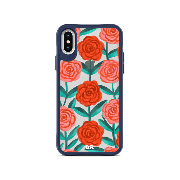 

DailyObjects Rosey Retreat Blue Hybrid Clear Case Cover For iPhone XS