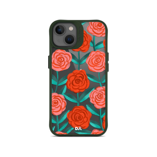 

DailyObjects Rosey Retreat Green Hybrid Clear Case Cover For iPhone 13 Mini