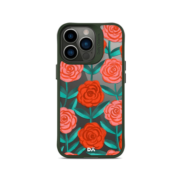

DailyObjects Rosey Retreat Green Hybrid Clear Case Cover For iPhone 13 Pro Max