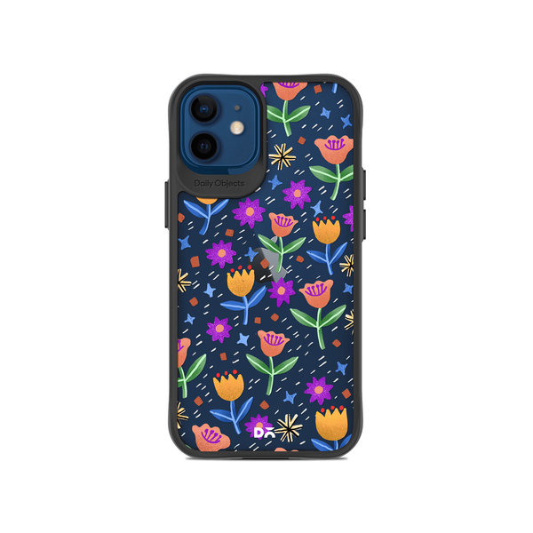

DailyObjects Shining Tulips Black Hybrid Clear Case Cover For iPhone 12