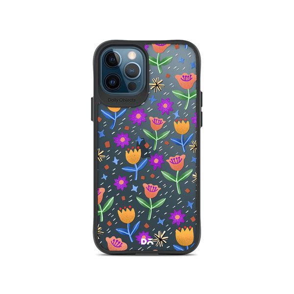 

DailyObjects Shining Tulips Black Hybrid Clear Case Cover For iPhone 12 Pro