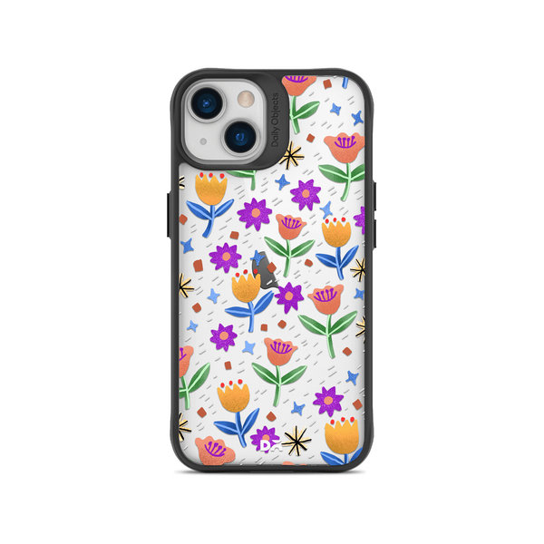 

DailyObjects Shining Tulips Black Hybrid Clear Case Cover For iPhone 13