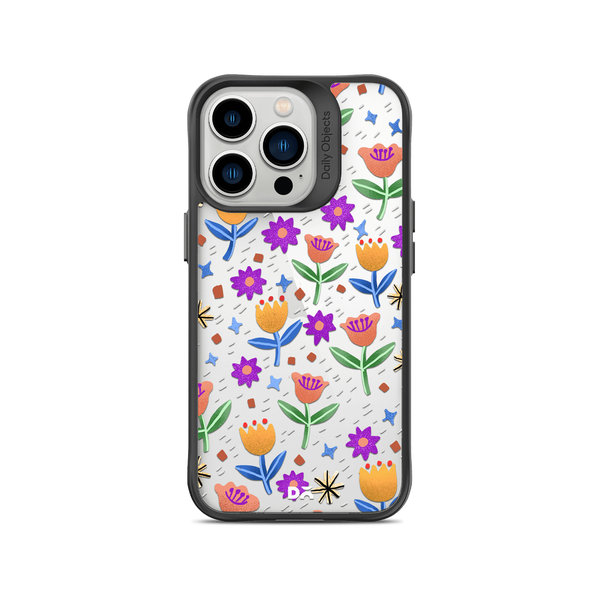 

DailyObjects Shining Tulips Black Hybrid Clear Case Cover For iPhone 13 Pro