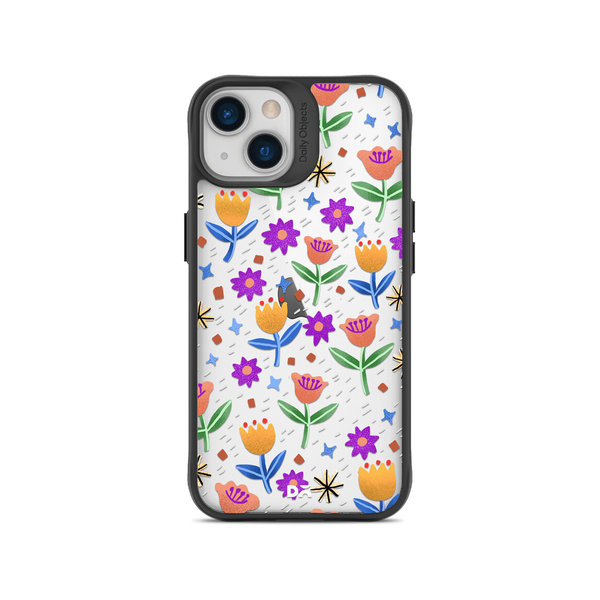 

DailyObjects Shining Tulips Black Hybrid Clear Case Cover For iPhone 14