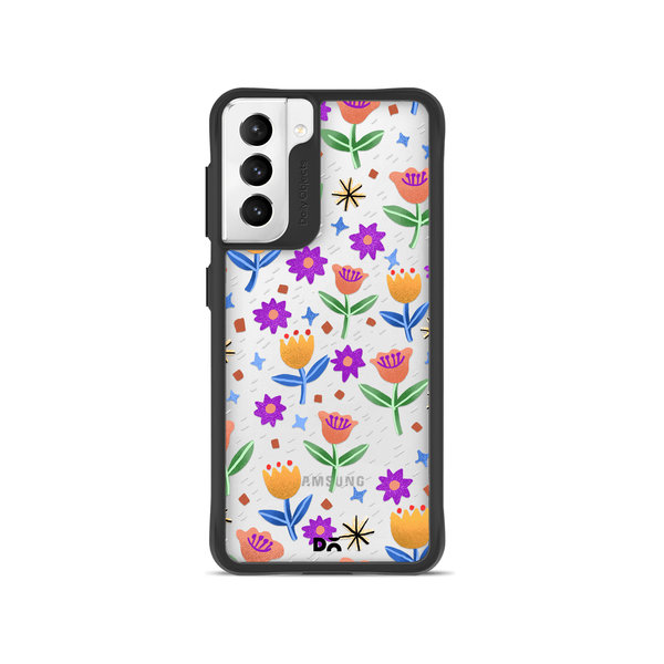 

DailyObjects Shining Tulips Black Hybrid Clear Case Cover For Samsung Galaxy S21