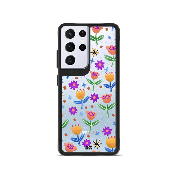 

DailyObjects Shining Tulips Black Hybrid Clear Case Cover For Samsung Galaxy S21 Ultra