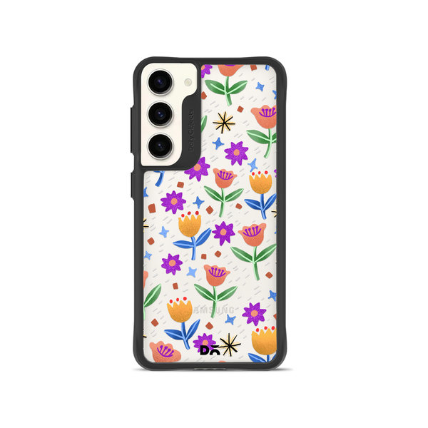 

DailyObjects Shining Tulips Black Hybrid Clear Case Cover For Samsung Galaxy S23