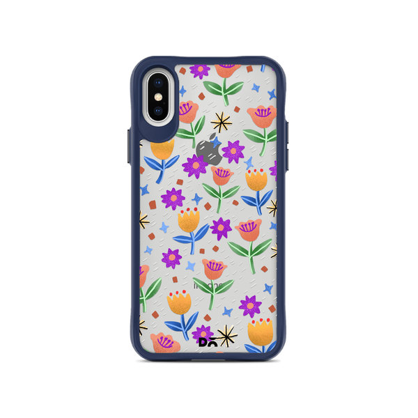 

DailyObjects Shining Tulips Blue Hybrid Clear Case Cover For iPhone XS