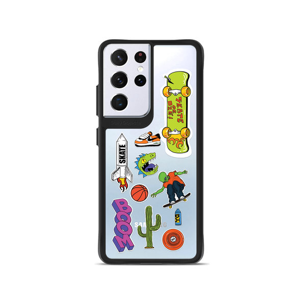 

DailyObjects Skater Black Hybrid Clear Case Cover For Samsung Galaxy S21 Ultra