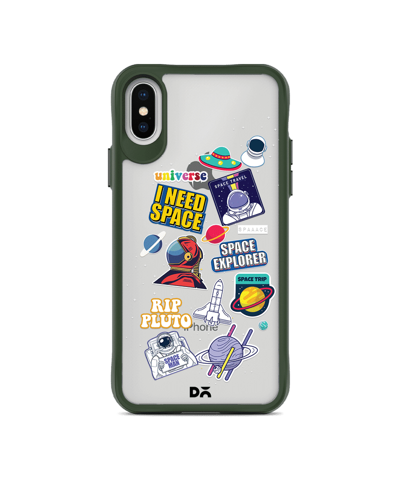DailyObjects Space Cadet Green Hybrid Clear Cover For iPhone X Olive - Iphone X Covers & Online in India
