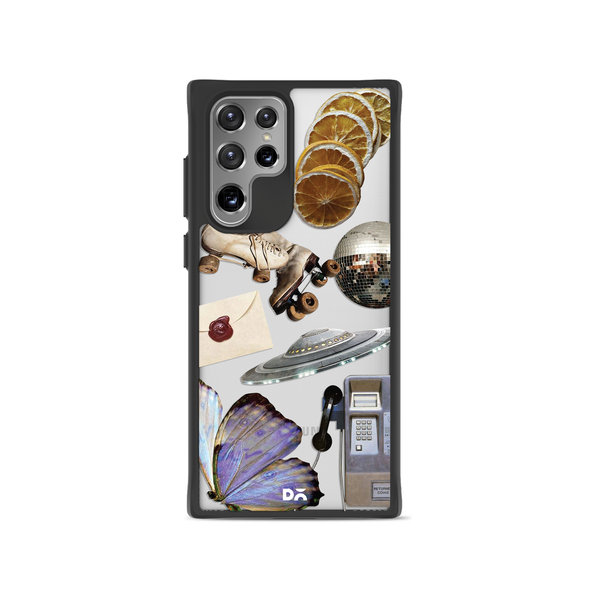 DailyObjects Space Disc Black Hybrid Clear Case Cover For Samsung Galaxy S22 Ultra