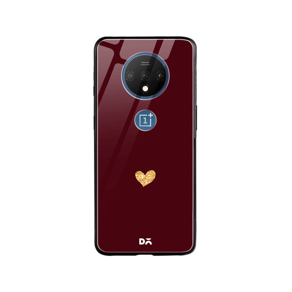 

DailyObjects Sparkle Heart Burgundy Glass Case Cover For OnePlus 7T