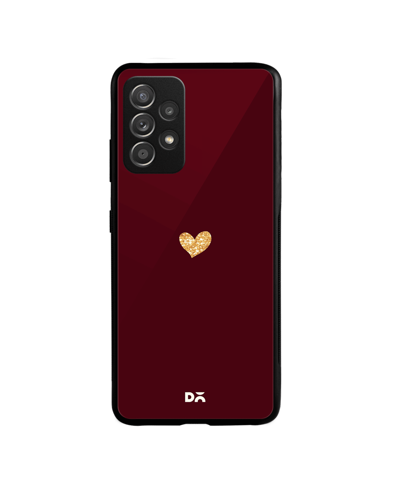 Sparkle Heart Burgundy Glass Case Cover For Samsung Galaxy A53