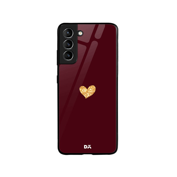 DailyObjects Sparkle Heart Burgundy Glass Case Cover For Samsung Galaxy S21