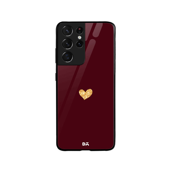DailyObjects Sparkle Heart Burgundy Glass Case Cover For Samsung Galaxy S21 Ultra