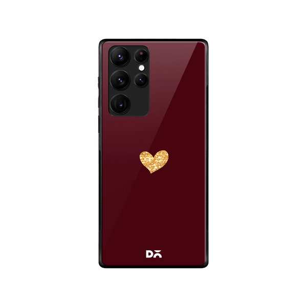 DailyObjects Sparkle Heart Burgundy Glass Case Cover For Samsung Galaxy S22 Ultra