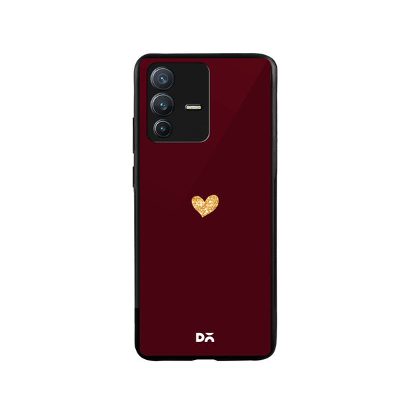 

DailyObjects Sparkle Heart Burgundy Glass Case Cover For Vivo V23 Pro