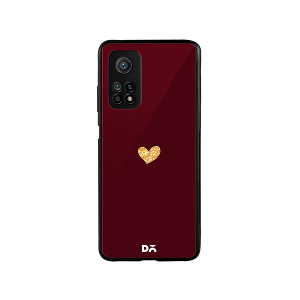 DailyObjects Sparkle Heart Burgundy Glass Case Cover For Xiaomi Mi 10T