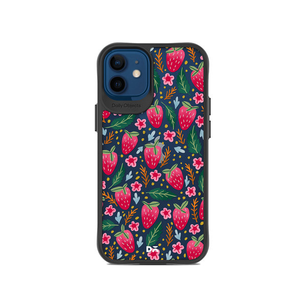 

DailyObjects Strawberry Bloom Black Hybrid Clear Case Cover For iPhone 12