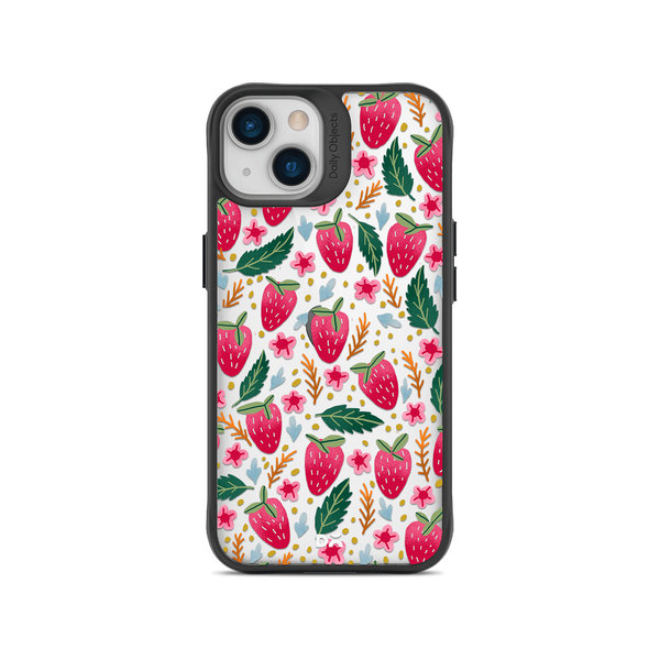 

DailyObjects Strawberry Bloom Black Hybrid Clear Case Cover For iPhone 14