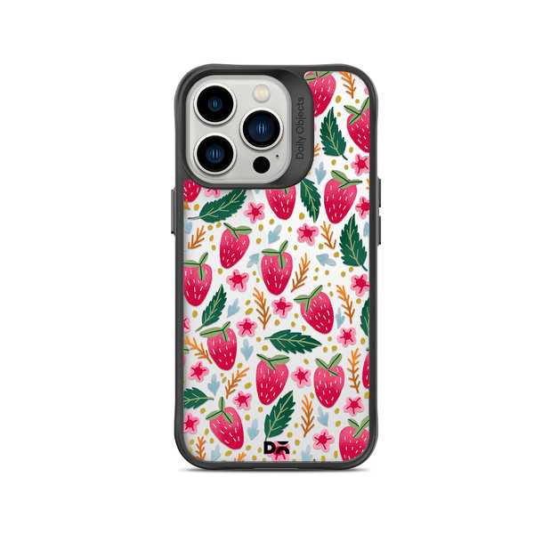 

DailyObjects Strawberry Bloom Black Hybrid Clear Case Cover For iPhone 15 Pro
