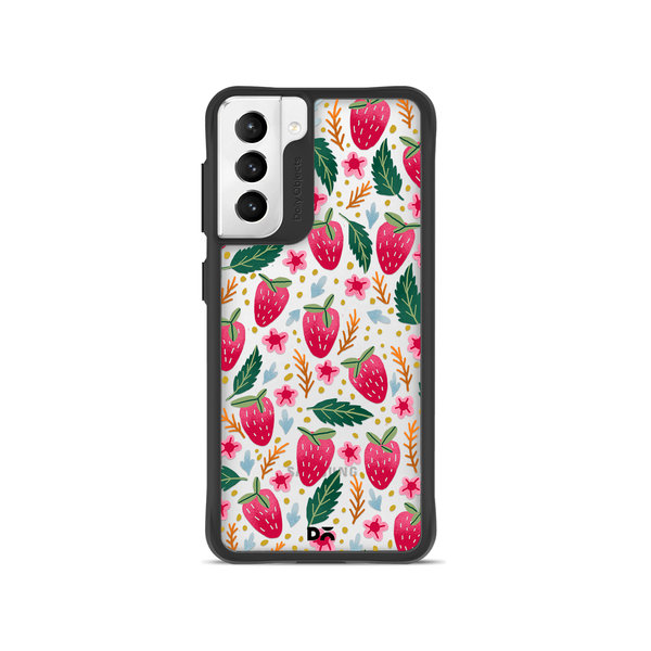 

DailyObjects Strawberry Bloom Black Hybrid Clear Case Cover For Samsung Galaxy S21 Plus