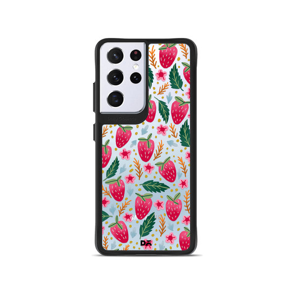 

DailyObjects Strawberry Bloom Black Hybrid Clear Case Cover For Samsung Galaxy S21 Ultra