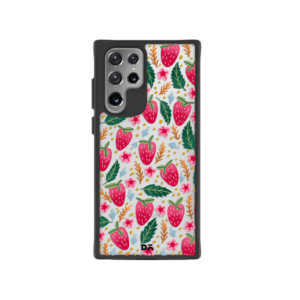 

DailyObjects Strawberry Bloom Black Hybrid Clear Case Cover For Samsung Galaxy S22 Ultra