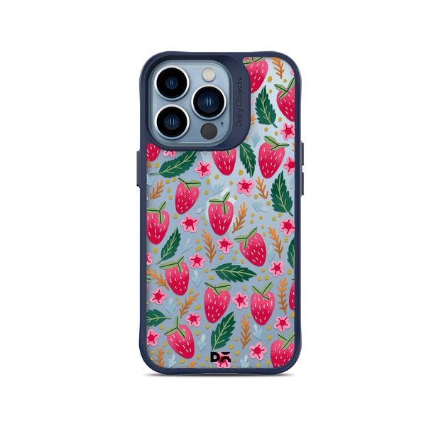 

DailyObjects Strawberry Bloom Blue Hybrid Clear Case Cover For iPhone 14 Pro