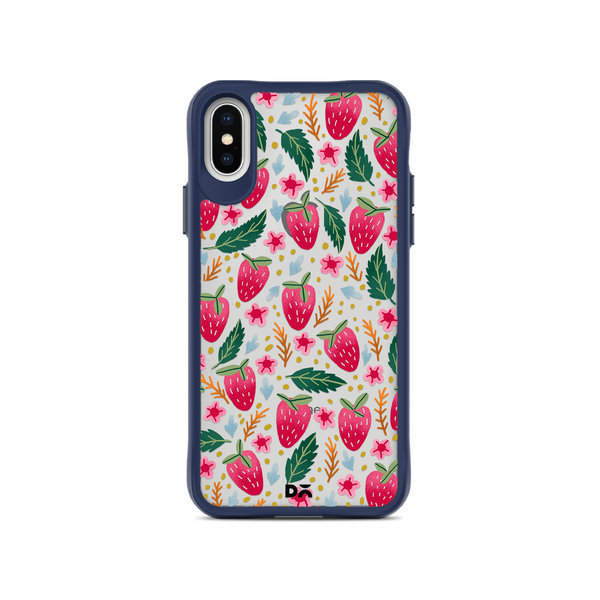 

DailyObjects Strawberry Bloom Blue Hybrid Clear Case Cover For iPhone XS