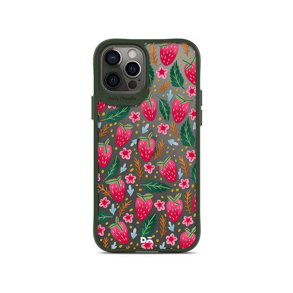 DailyObjects Strawberry Bloom Green Hybrid Clear Case Cover For iPhone 12 Pro Max