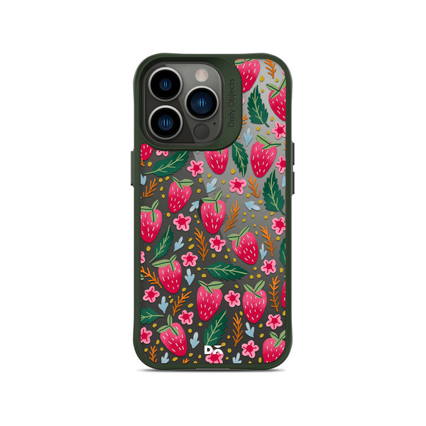

DailyObjects Strawberry Bloom Green Hybrid Clear Case Cover For iPhone 13 Pro Max