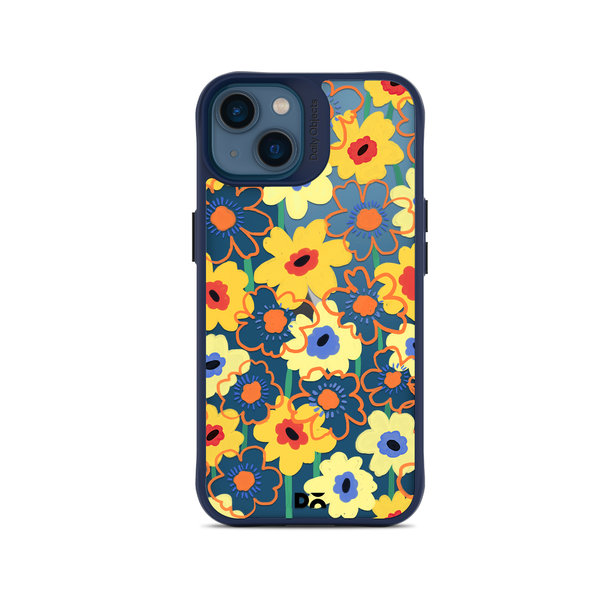 

DailyObjects Sunflower Nostalgia Blue Hybrid Clear Case Cover For iPhone 14 Plus