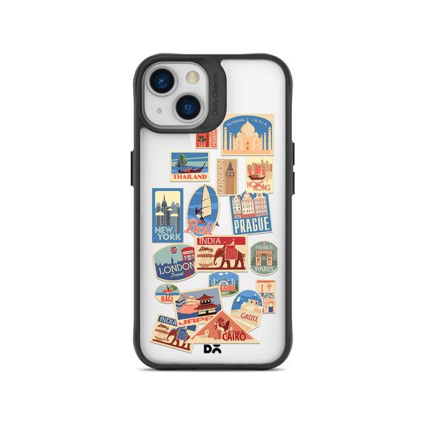 

DailyObjects Travel Bucket Black Hybrid Clear Case Cover For iPhone 14