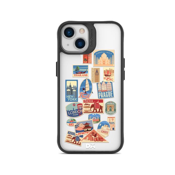 DailyObjects Travel Bucket Black Hybrid Clear Case Cover For iPhone 15 Plus