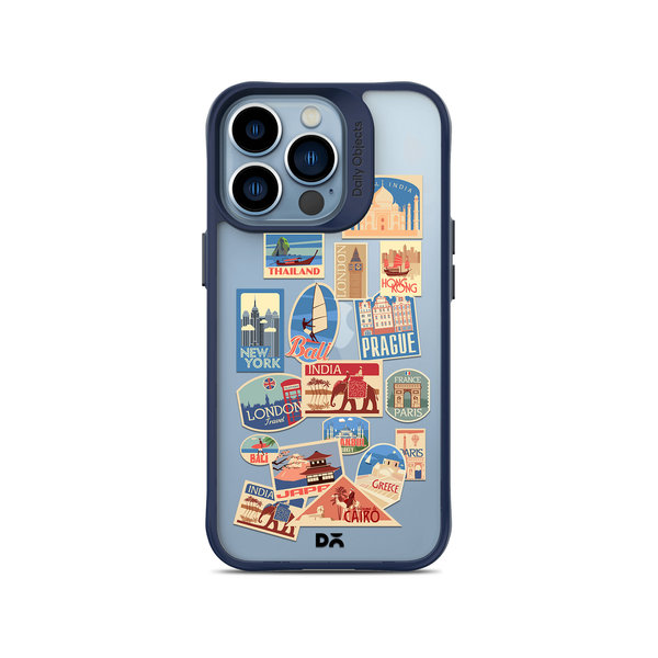 

DailyObjects Travel Bucket Blue Hybrid Clear Case Cover For iPhone 13 Pro Max