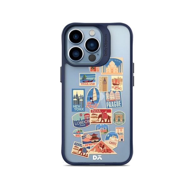 

DailyObjects Travel Bucket Blue Hybrid Clear Case Cover For iPhone 14 Pro