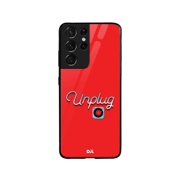 

DailyObjects Unplug Tunes Red Glass Case Cover For Samsung Galaxy S21 Ultra