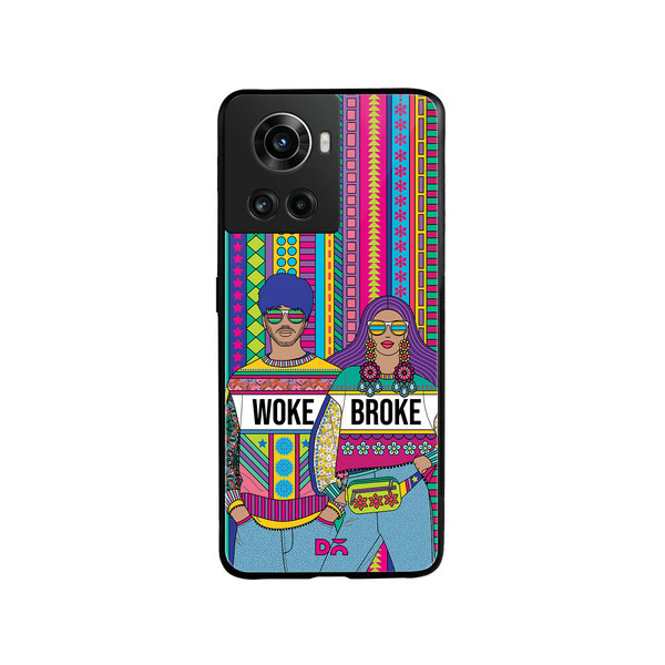 

DailyObjects Woke Broke Couple Glass Case Cover For OnePlus 10R