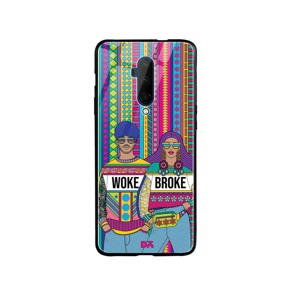 

DailyObjects Woke Broke Couple Glass Case Cover For OnePlus 7T Pro