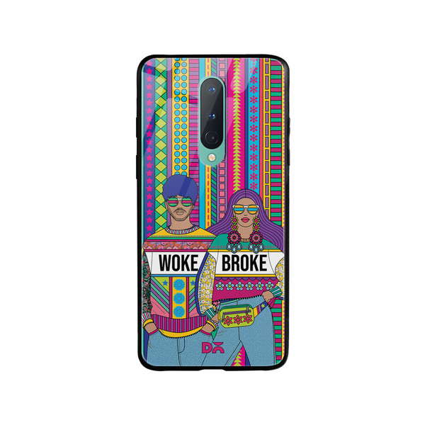 

DailyObjects Woke Broke Couple Glass Case Cover For OnePlus 8