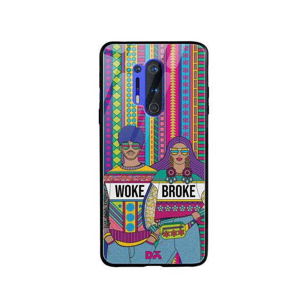 

DailyObjects Woke Broke Couple Glass Case Cover For OnePlus 8 Pro