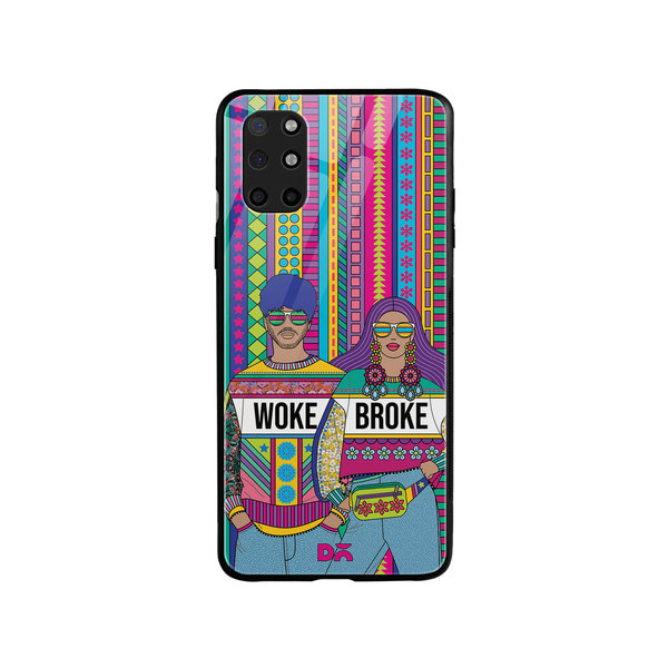 

DailyObjects Woke Broke Couple Glass Case Cover For OnePlus 8T