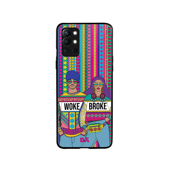 

DailyObjects Woke Broke Couple Glass Case Cover For OnePlus 9R