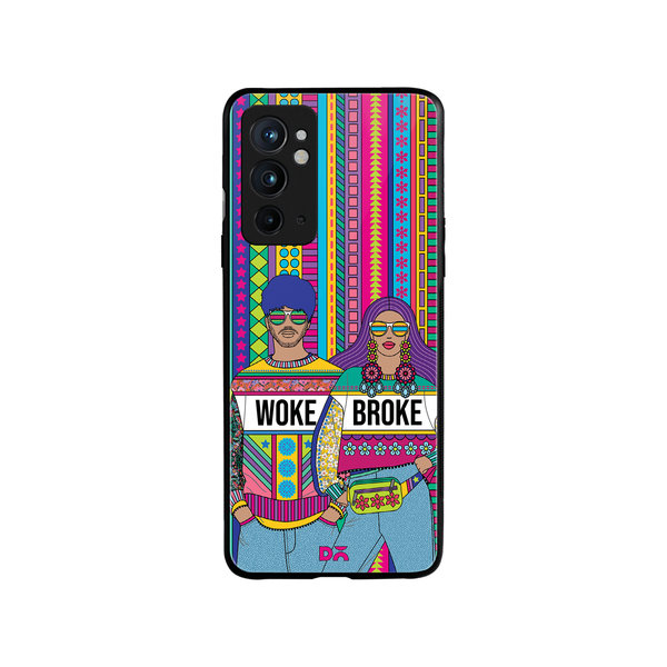 

DailyObjects Woke Broke Couple Glass Case Cover For OnePlus 9RT