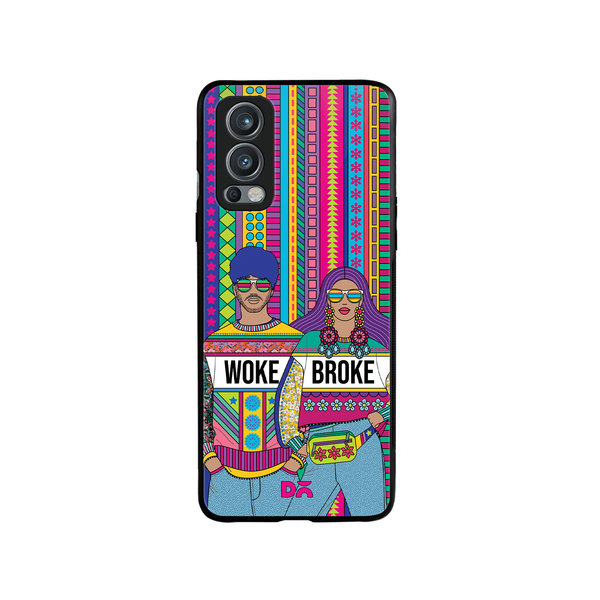 

DailyObjects Woke Broke Couple Glass Case Cover For OnePlus Nord 2