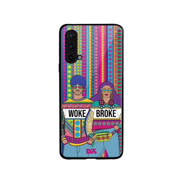 

DailyObjects Woke Broke Couple Glass Case Cover For OnePlus Nord CE